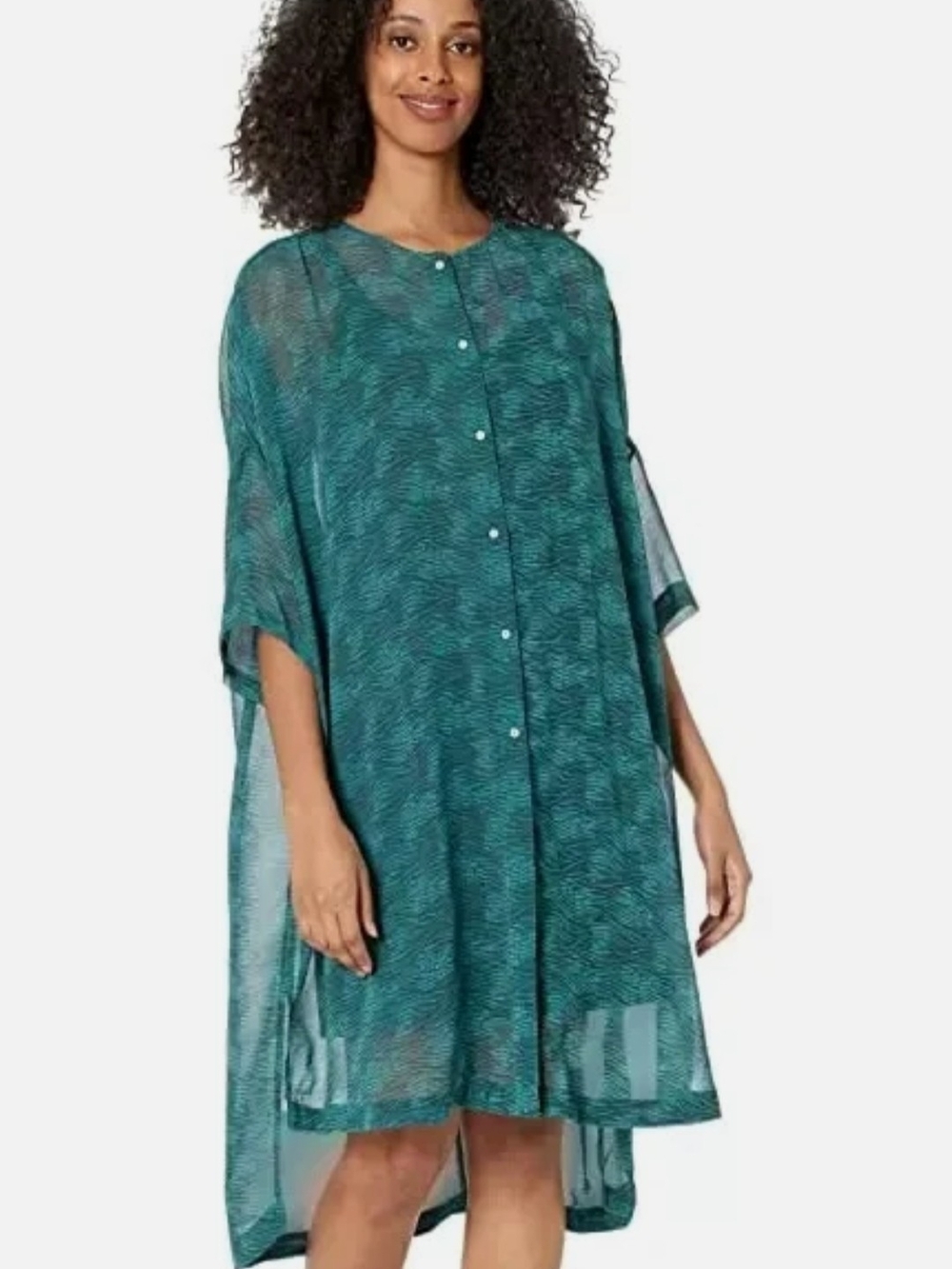 FREE PEOPLE Intimately teal sheer button front More Chill Sleep top